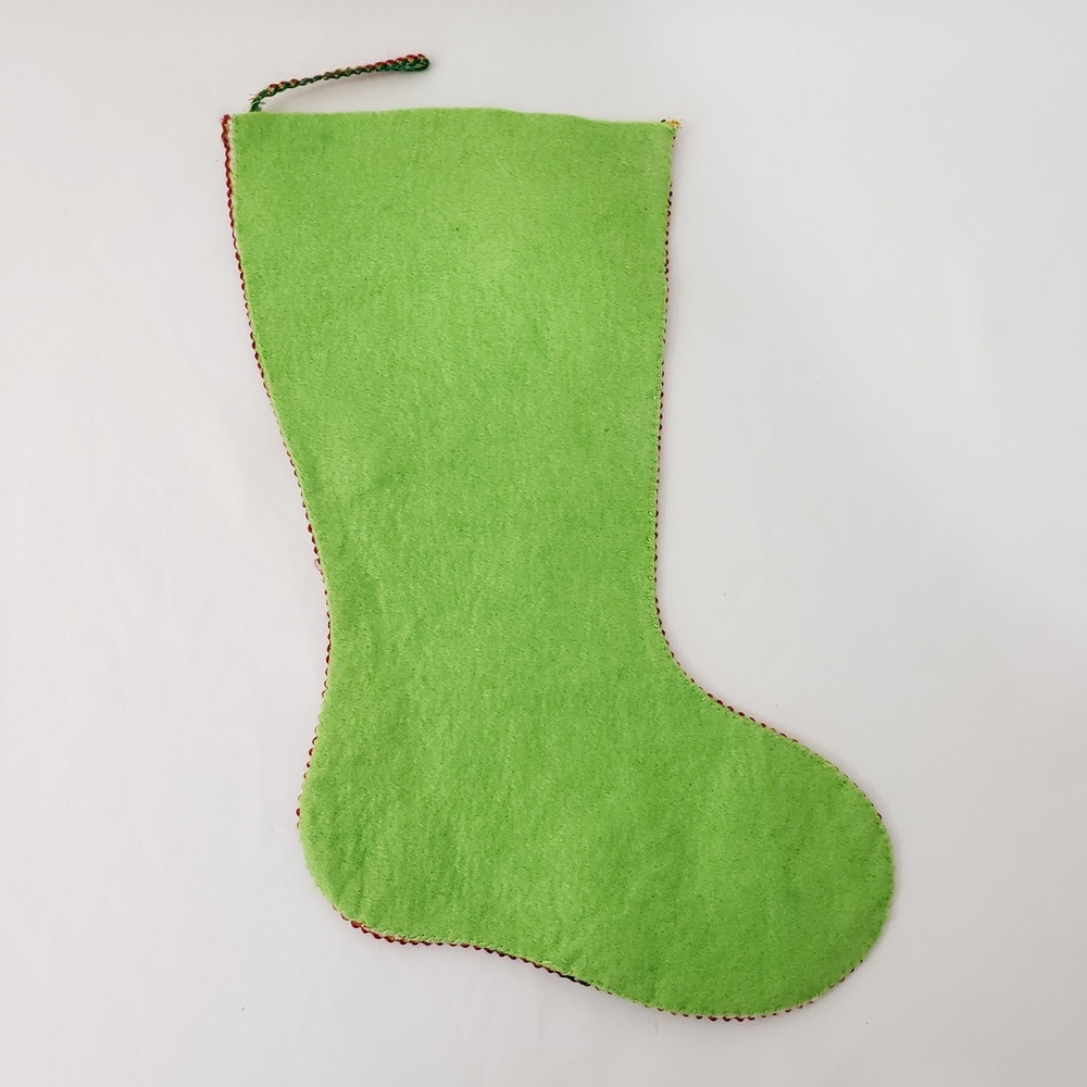 Vintage Creative Moments Jeweled Christmas Stocking "Happy Santa" 17 in Complete - Picture 2 of 9